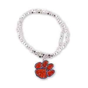 Clemson Crystal Logo Stretch Bracelet