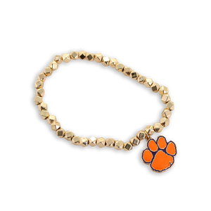 Clemson Gold Stretch Bracelet w/Enamel Logo