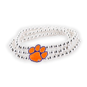 Clemson Glitter Enamel Logo Stretch Bracelet Set