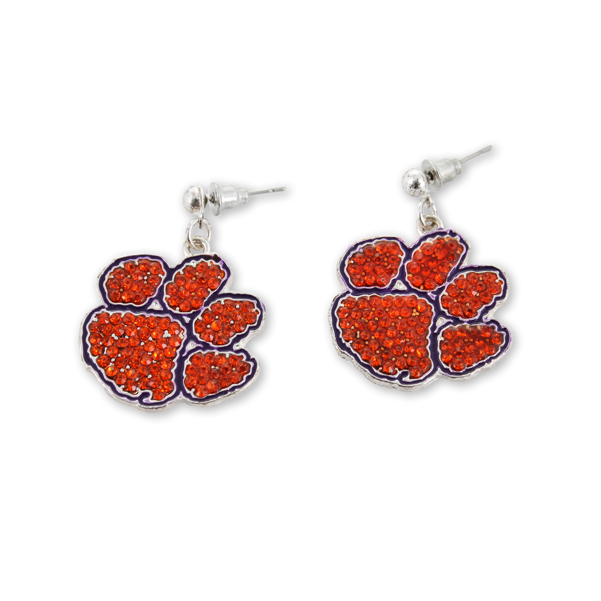 Clemson Crystal Logo Earrings