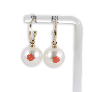 Clemson Pearl Logo Hoop Earrings