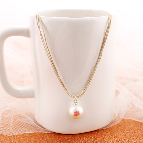 Clemson Gold & Pearl Logo 3-Strand Necklace