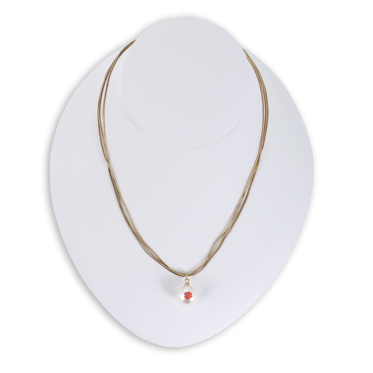 18” Clemson Gold & Pearl Logo 3-Strand Necklace