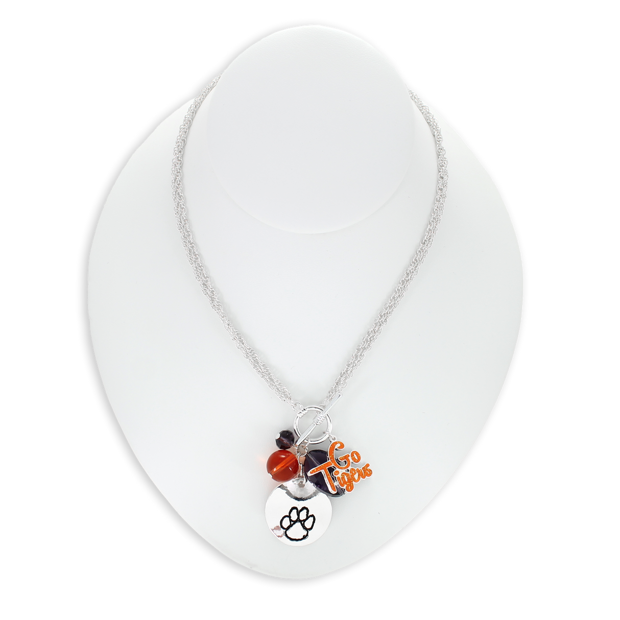 Clemson Logo Disc & Slogan Cluster Convertible Necklace