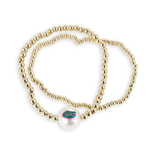 Florida Gold & Pearl Logo Stretch Bracelet Set