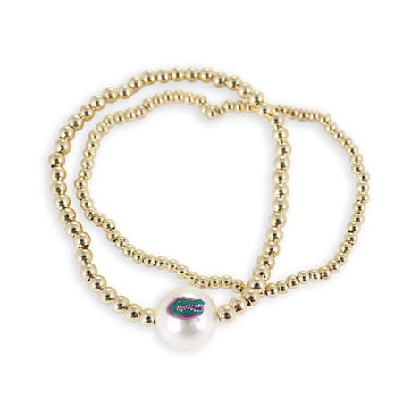 Florida Gold & Pearl Logo Stretch Bracelet Set