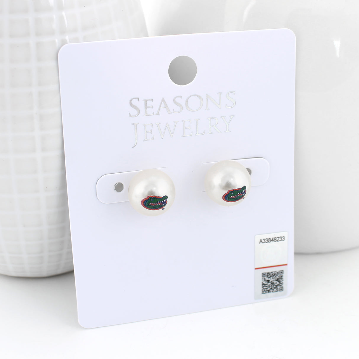 Florida Logo Pearl Stud Earrings