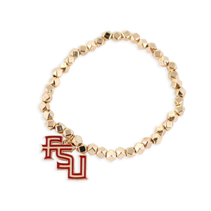Florida State Gold Stretch Bracelet w/Enamel Logo
