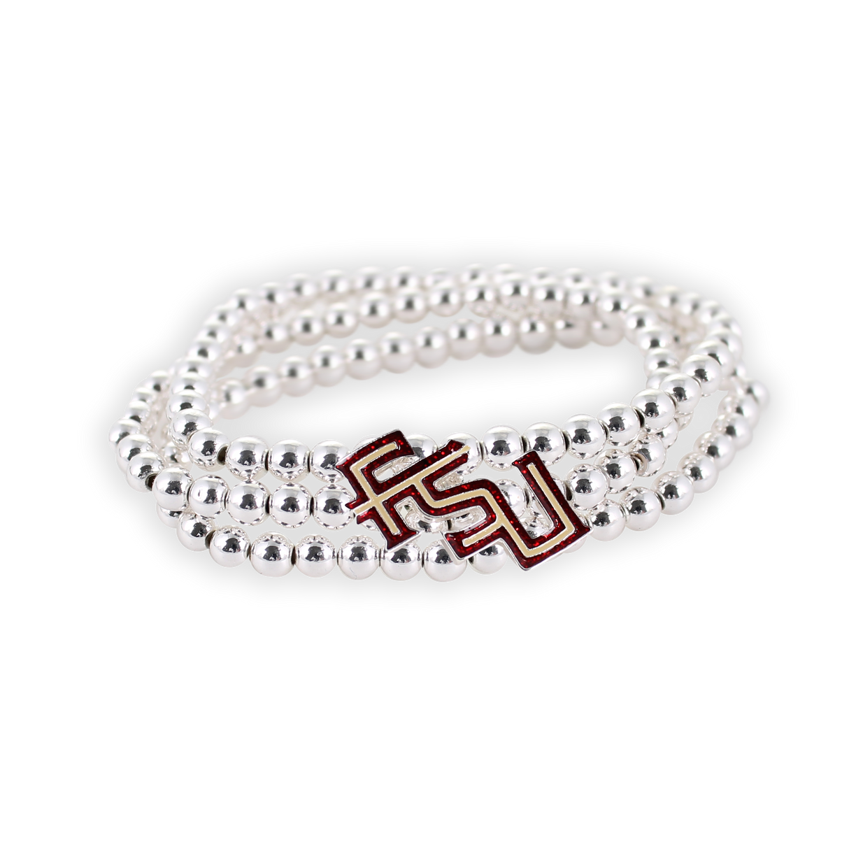 FSU Glitter Enamel Logo Stretch Bracelet Set