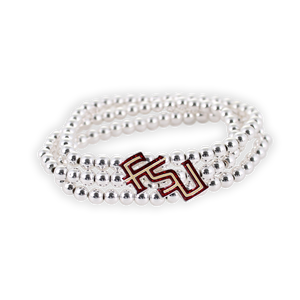 FSU Glitter Enamel Logo Stretch Bracelet Set