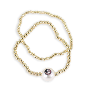 Florida State Gold & Pearl Logo Stretch Bracelet Set