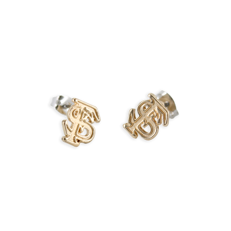 Florida State Matte Gold Logo Stud Earrings