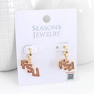 Florida State Huggie Hoop Earrings w/ Enamel Logo