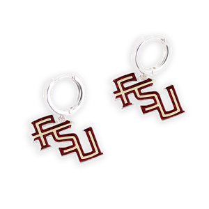 FSU Glitter Enamel Logo Huggie Hoop Earrings