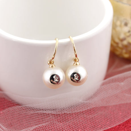 Florida State Pearl Logo Hoop Earrings