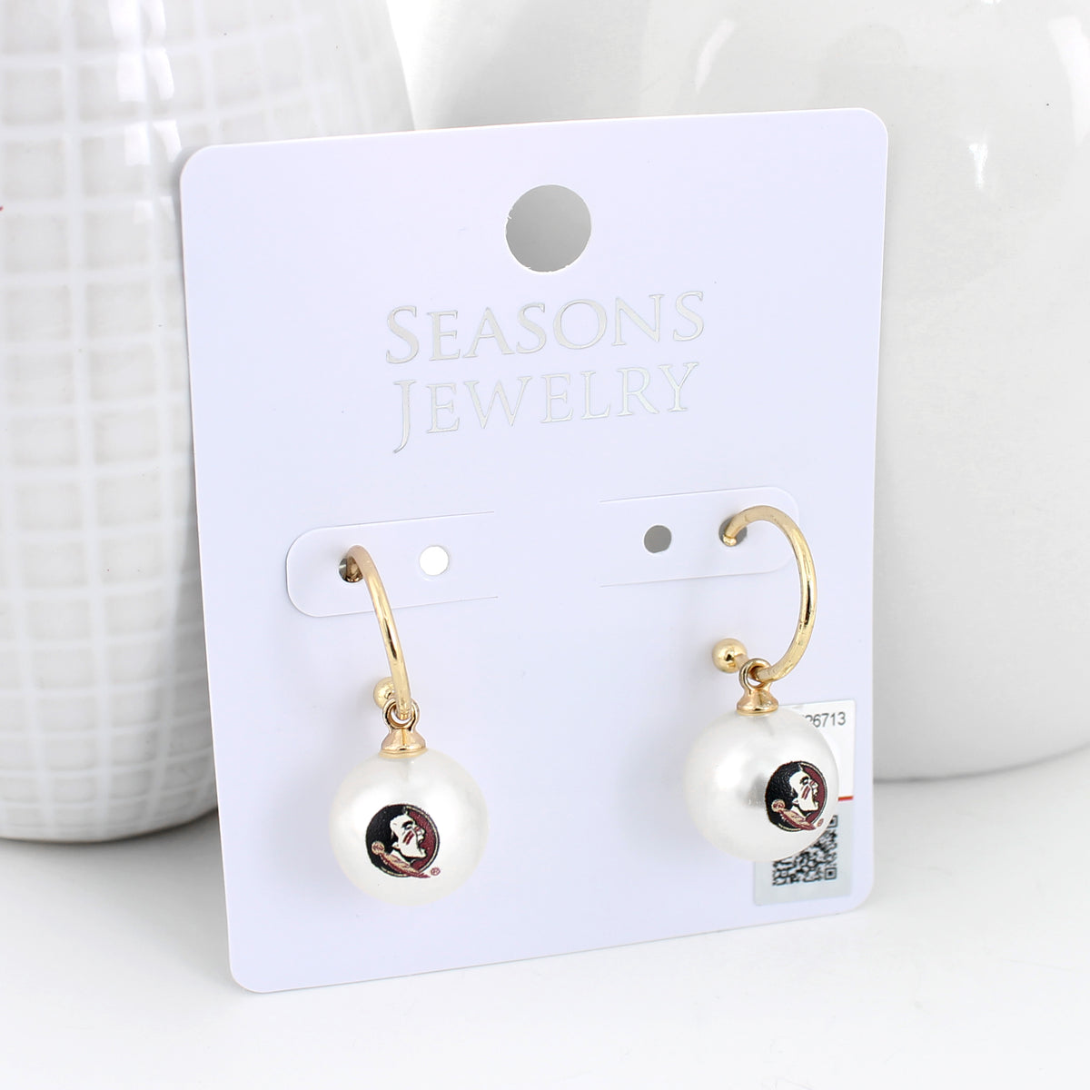 Florida State Pearl Logo Hoop Earrings