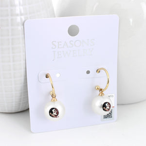 Florida State Pearl Logo Hoop Earrings