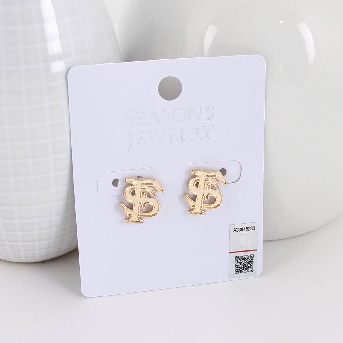 Florida State Shiny Gold Logo Stud Earrings