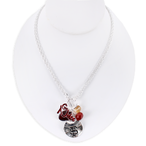 Florida State Logo Disc & Slogan Cluster Convertible Necklace