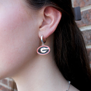 Georgia Glitter Enamel Logo Huggie Hoop Earrings