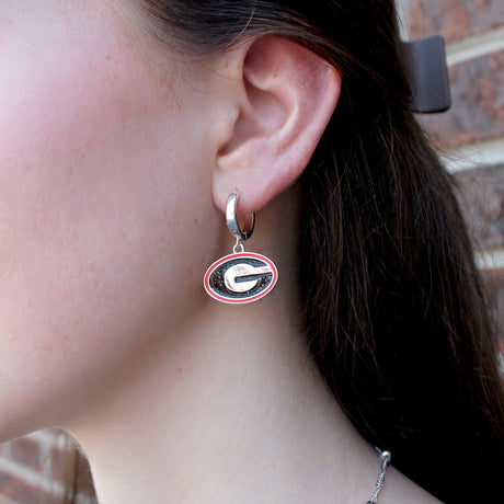 Georgia Glitter Enamel Logo Huggie Hoop Earrings