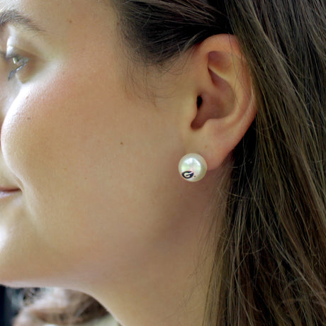 North Carolina Logo Pearl Stud Earrings