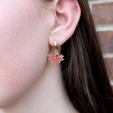 South Carolina Gold Huggie Hoop Earrings w/ Enamel Logo
