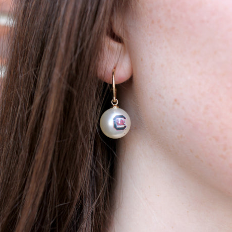 South Carolina Pearl Logo Hoop Earrings