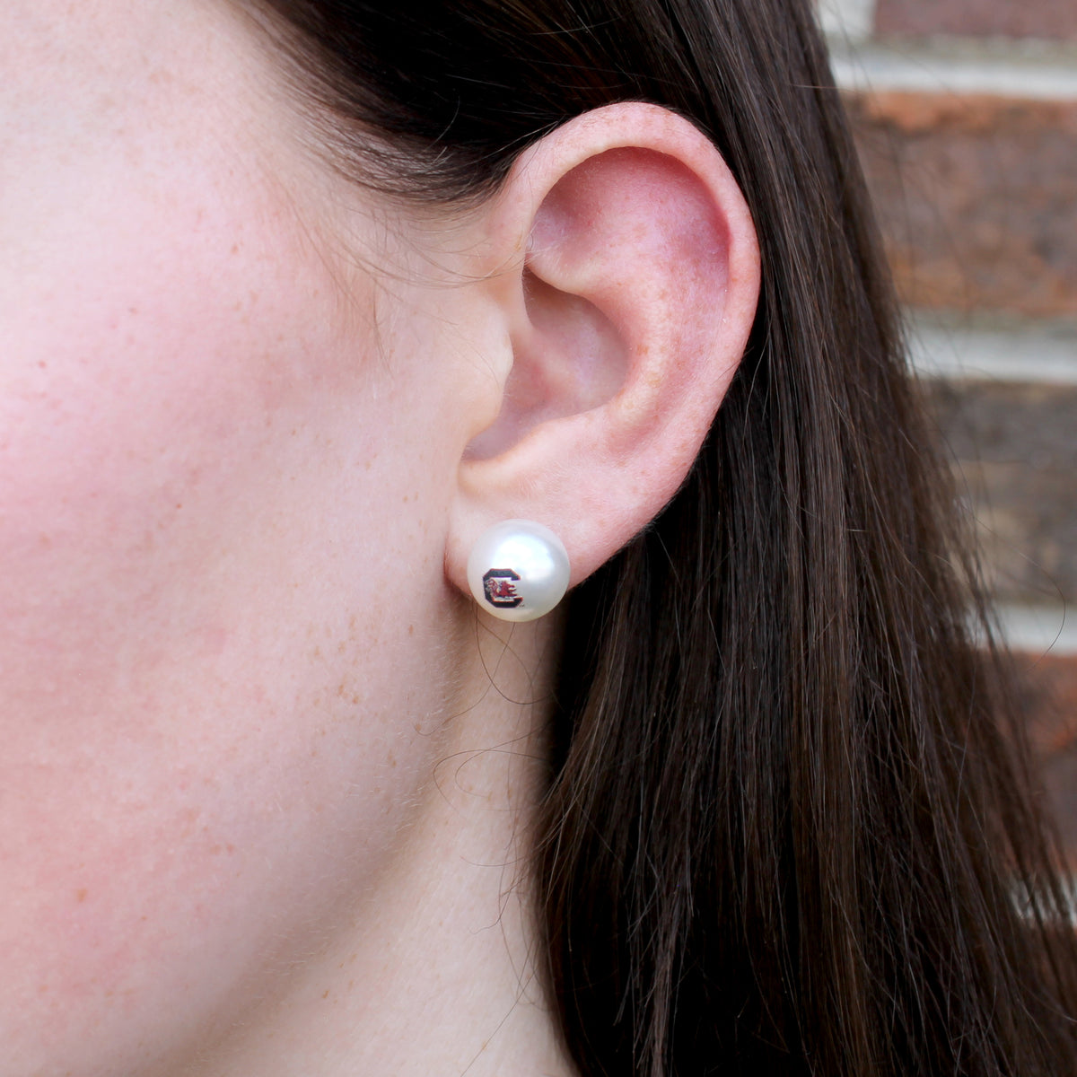 South Carolina Logo Pearl Stud Earrings