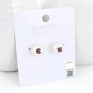 South Carolina Logo Pearl Stud Earrings