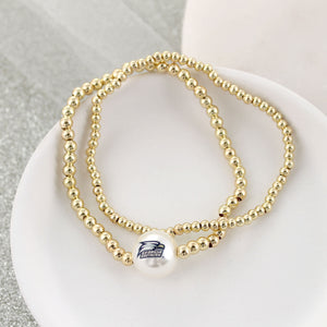 Georgia Southern Gold & Pearl Logo Stretch Bracelet Set