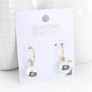 Georgia Southern Logo Pearl Hoop Earrings
