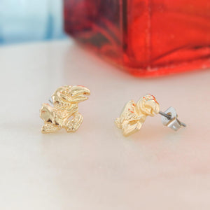 Kansas Shiny Gold Logo Stud Earrings