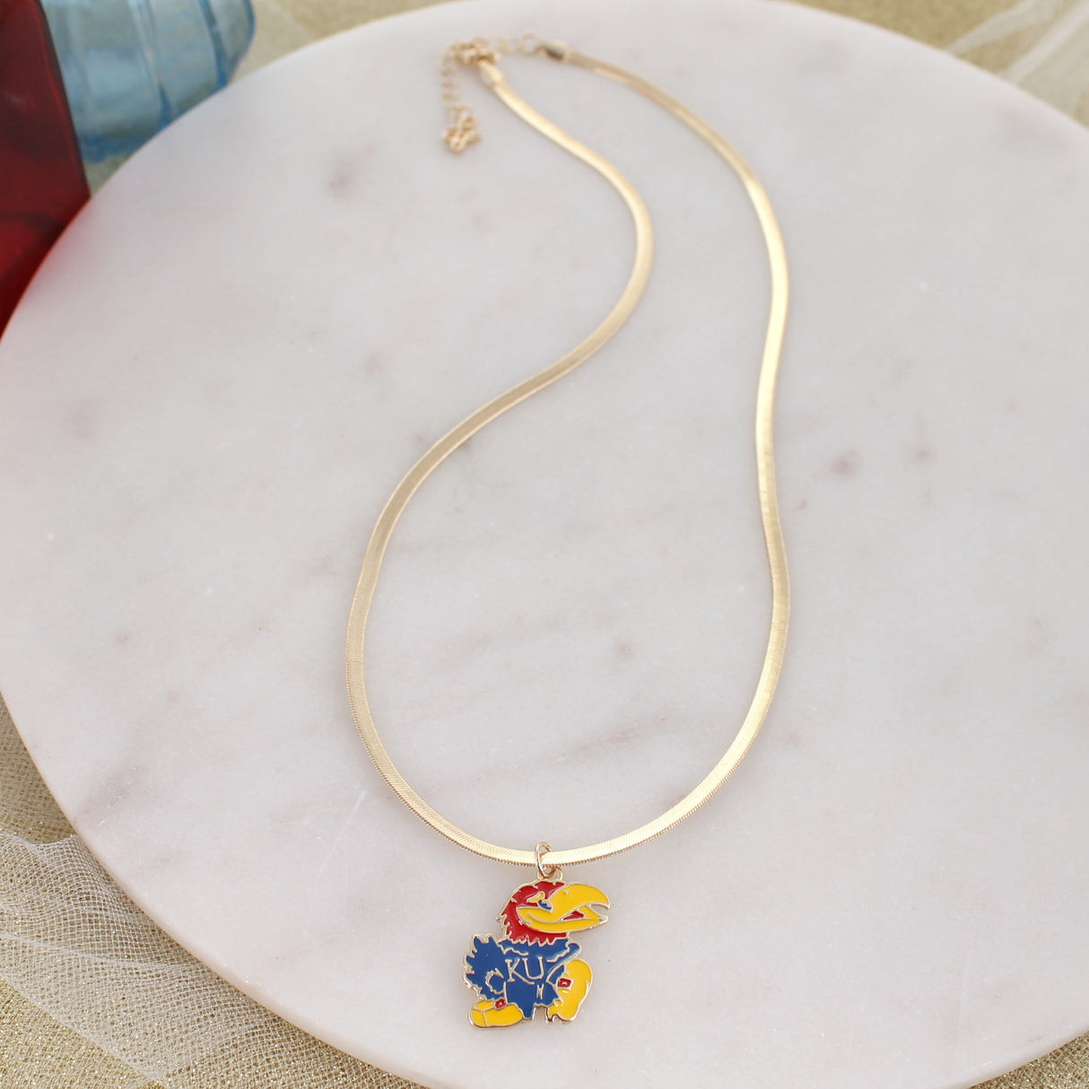 Kansas Gold & Enamel Logo Necklace