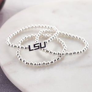 Lsu Glitter Enamel Logo Stretch Bracelet Set