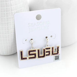 LSU Crystal Logo Earrings