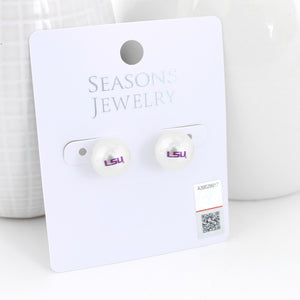 LSU Logo Pearl Stud Earrings