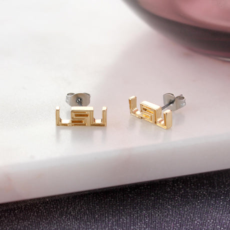 LSU Shiny Gold Logo Stud Earrings
