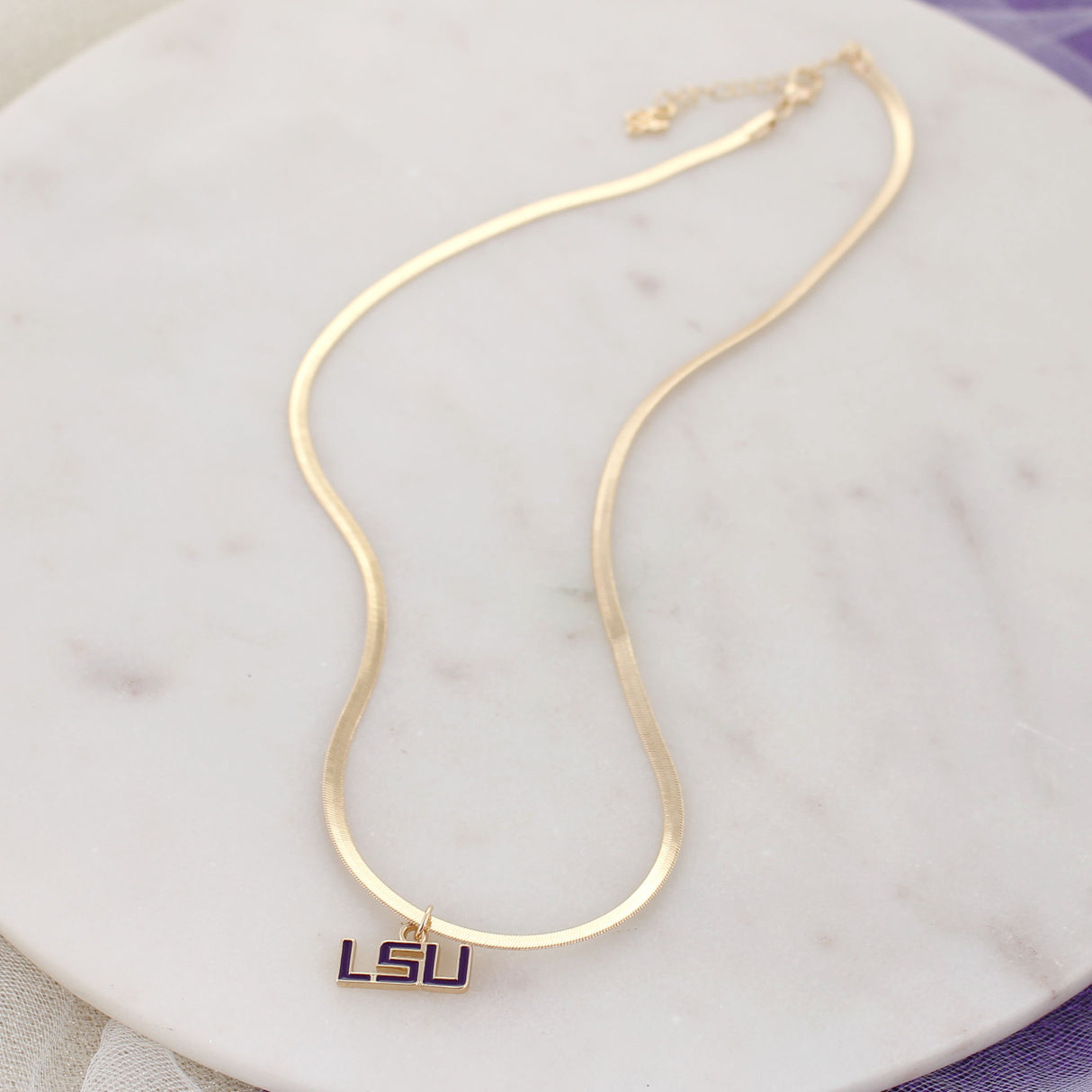 LSU Gold & Enamel Logo Necklace