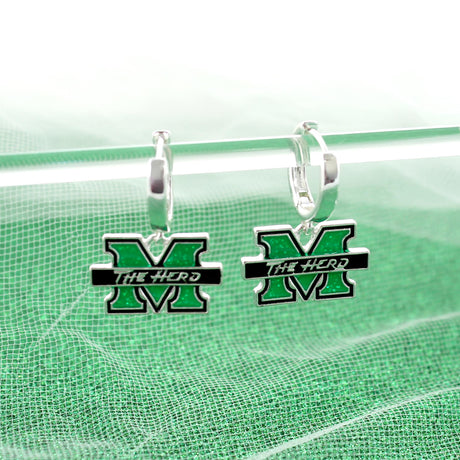 Marshall Glitter Enamel Logo Huggie Hoop Earrings