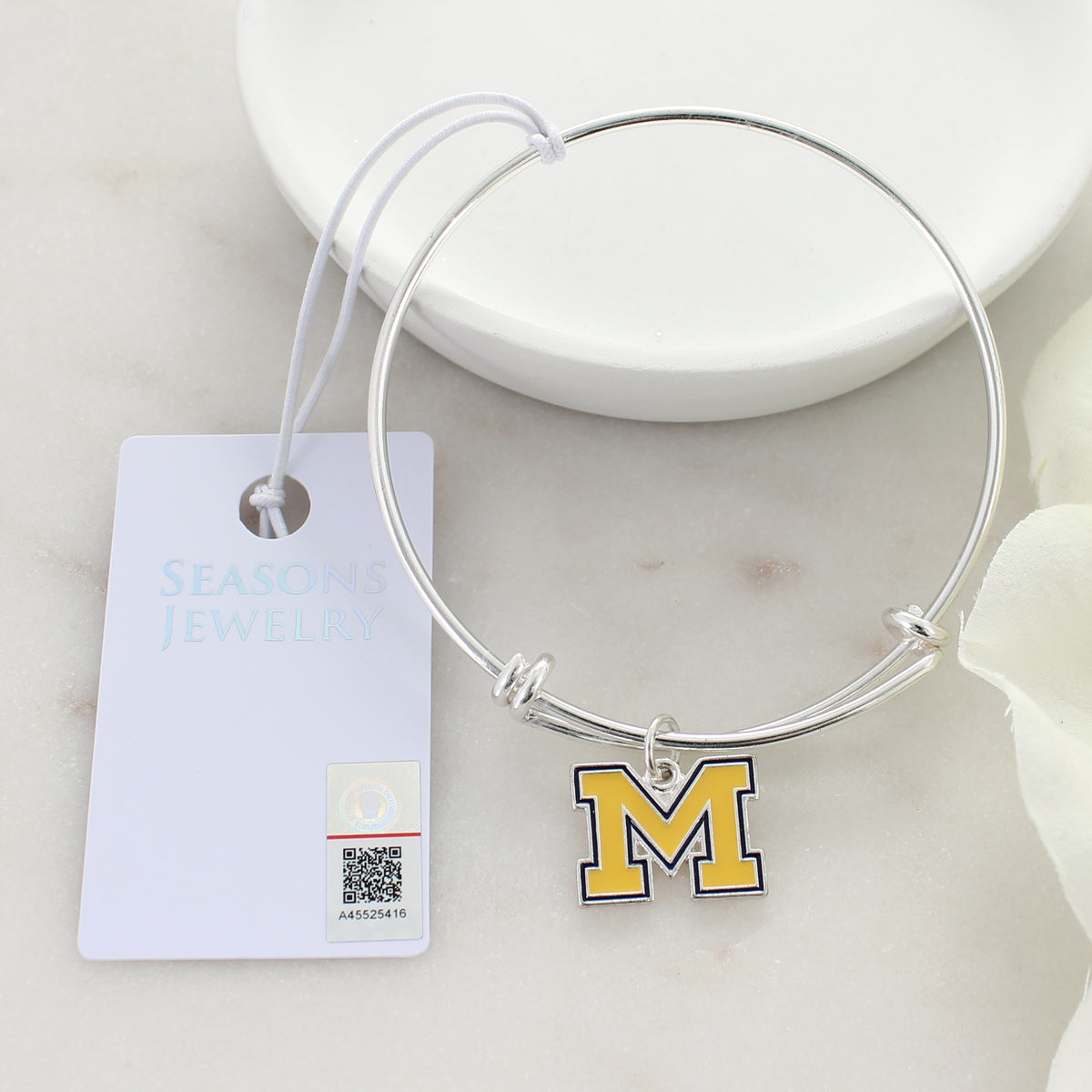 Michigan Enamel Logo Wire Bracelet