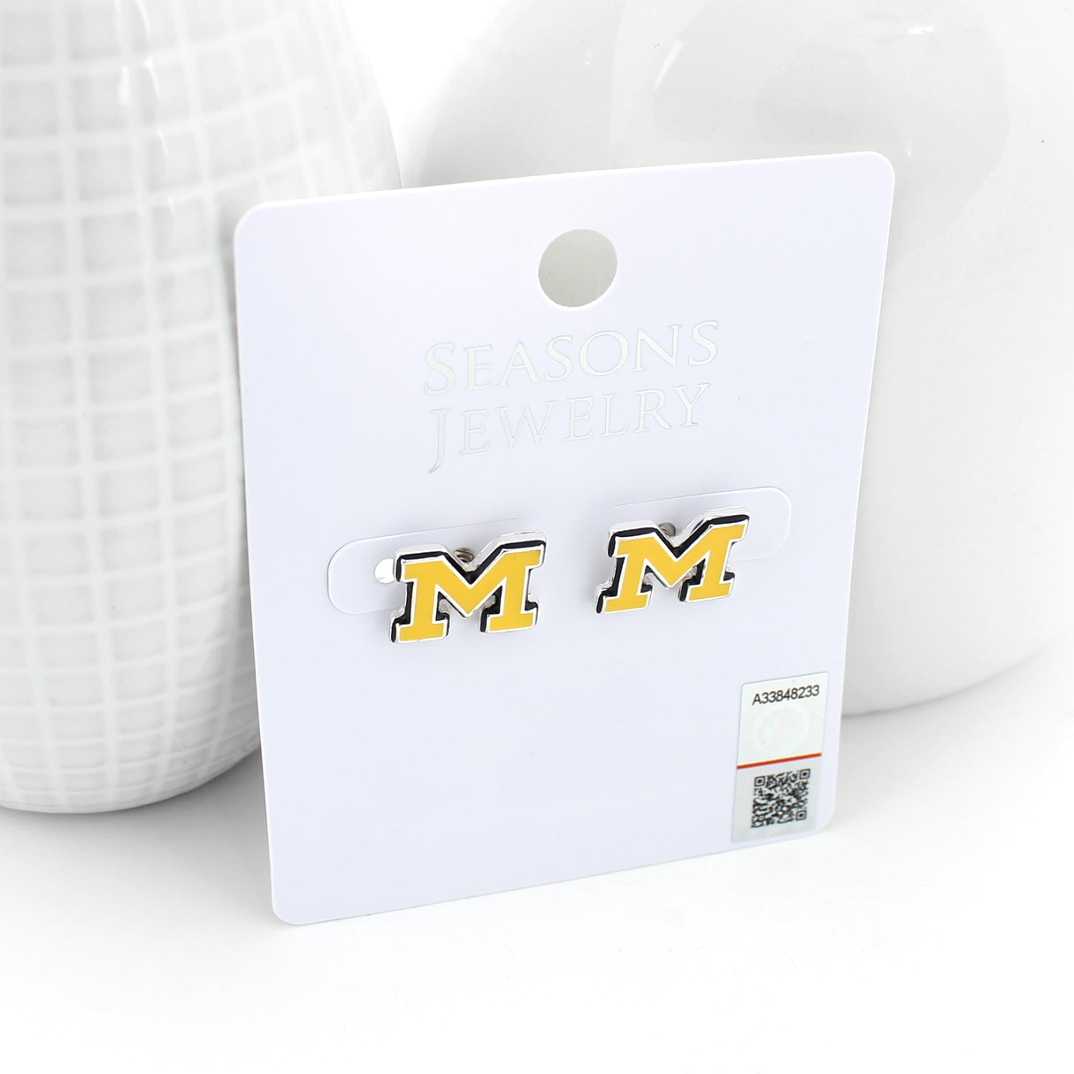 Michigan Enamel Logo Stud Earrings