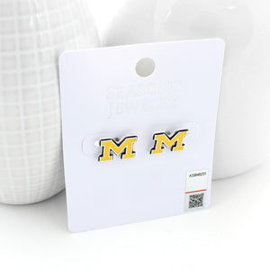 Michigan Enamel Logo Stud Earrings