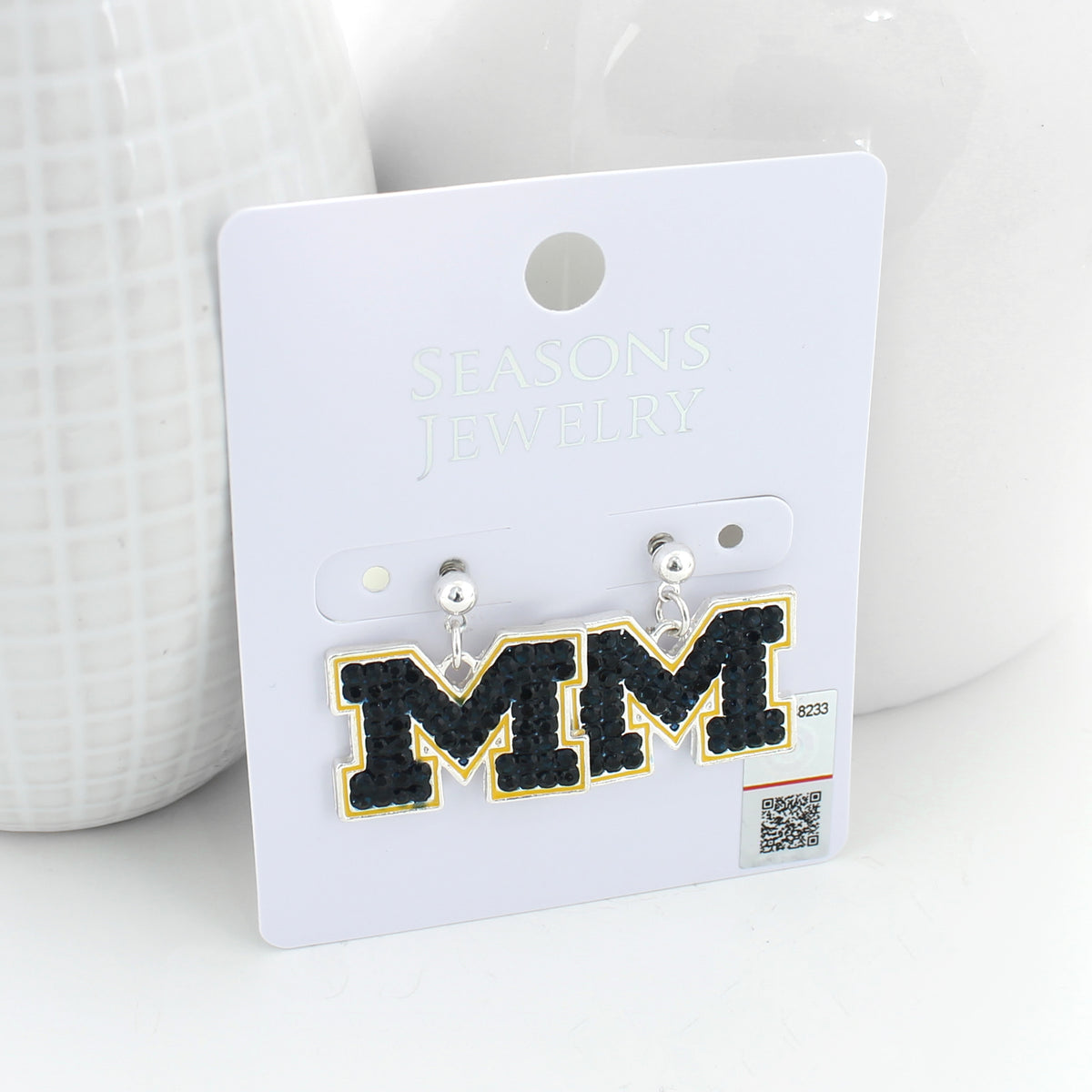 Michigan Crystal Logo Earrings