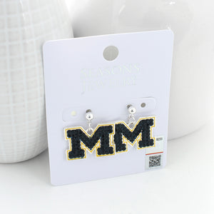 Michigan Crystal Logo Earrings
