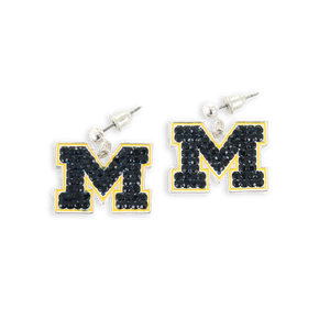 Michigan Crystal Logo Earrings