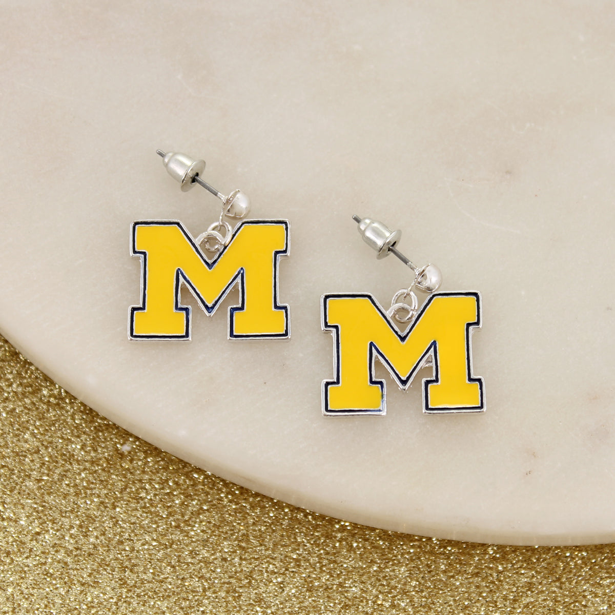 Michigan Enamel Logo Earrings