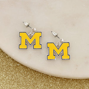 Michigan Enamel Logo Earrings
