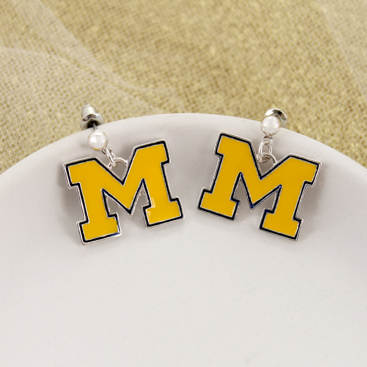 Michigan Enamel Logo Earrings