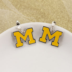 Michigan Enamel Logo Earrings